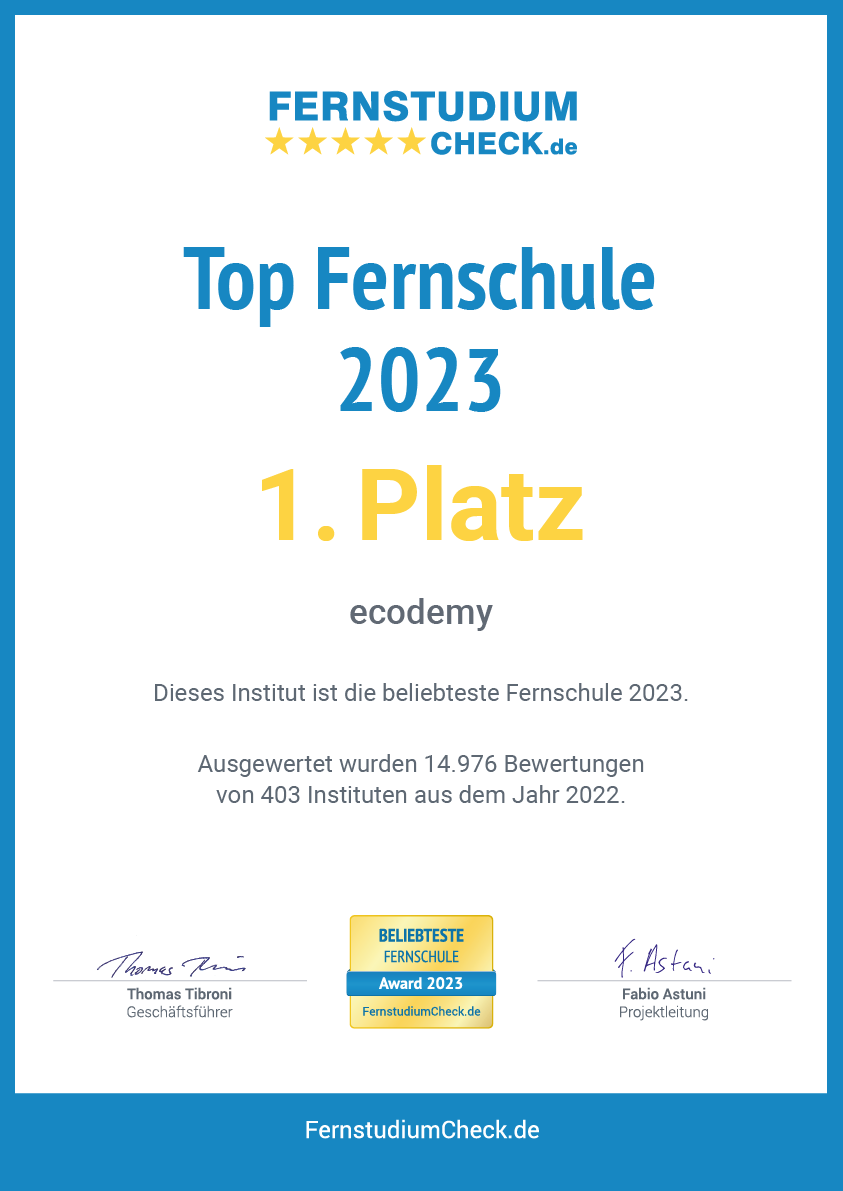 ecodemy fernstudiumcheck beliebteste fernschule 2023