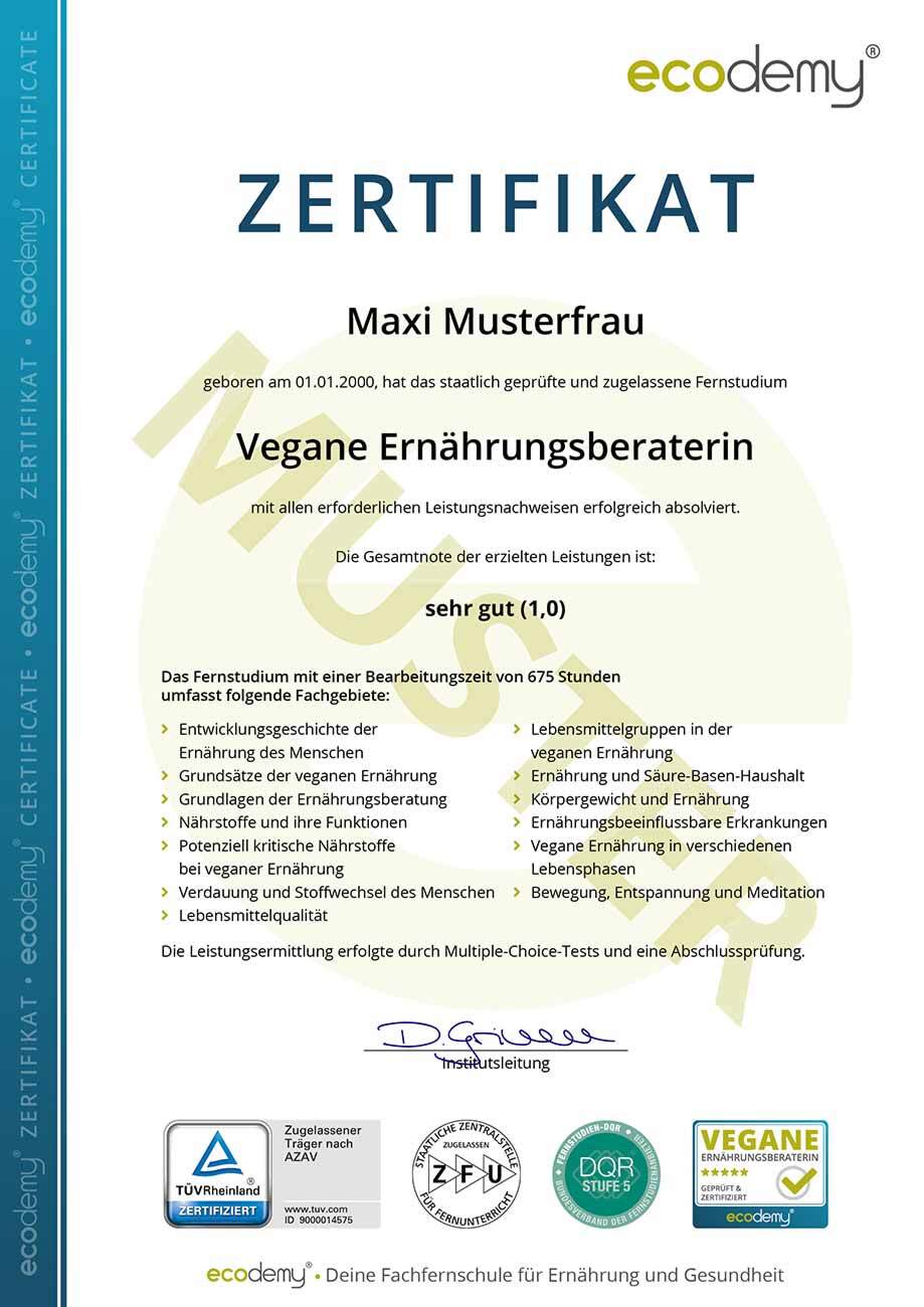 ecodemy Zertifikat Beispiel-Muster